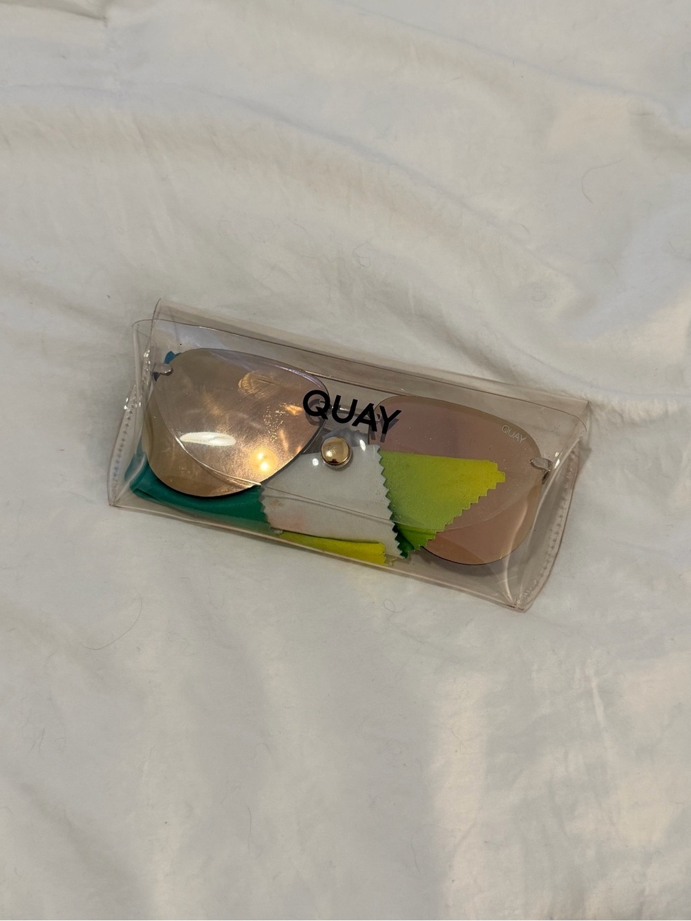 Quay Australia Rose Gold Rimless Mirrored Sunglasses